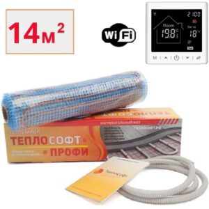 Теплый пол электрический под плитку 14 м2 2100 Вт с умным Wi-Fi терморегулятором / Нагревательный мат Теплософт Профи